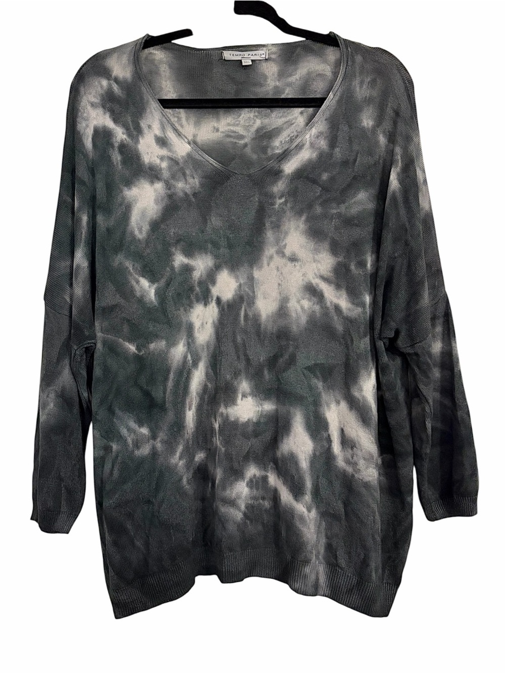 Tempo Paris tie-dye V-neck sweater top Size M/L
